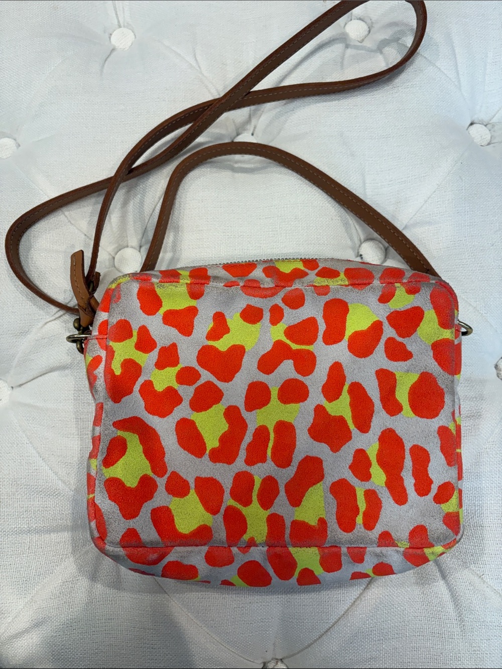 Clare V. Women’s Neon Orange & Lime Pattern Crossbody Bag
